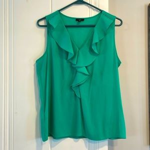 Ann Taylor Petite Sleeveless Polyester Blouse- Green- Size 12p